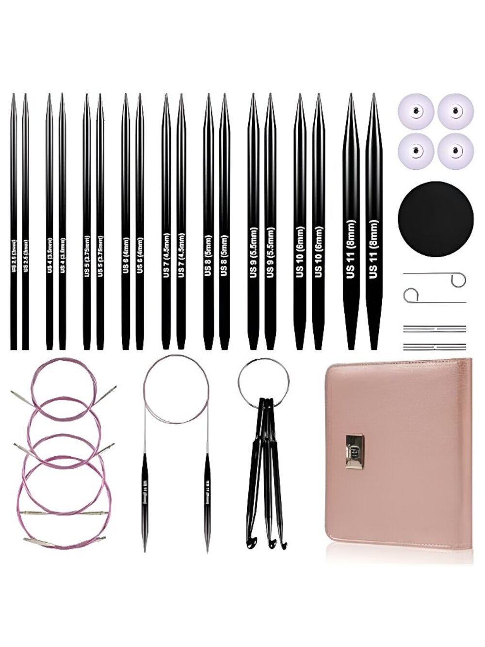 4.53-inch (11.5cm) Interchangeable Circular Knitting Needles Set
